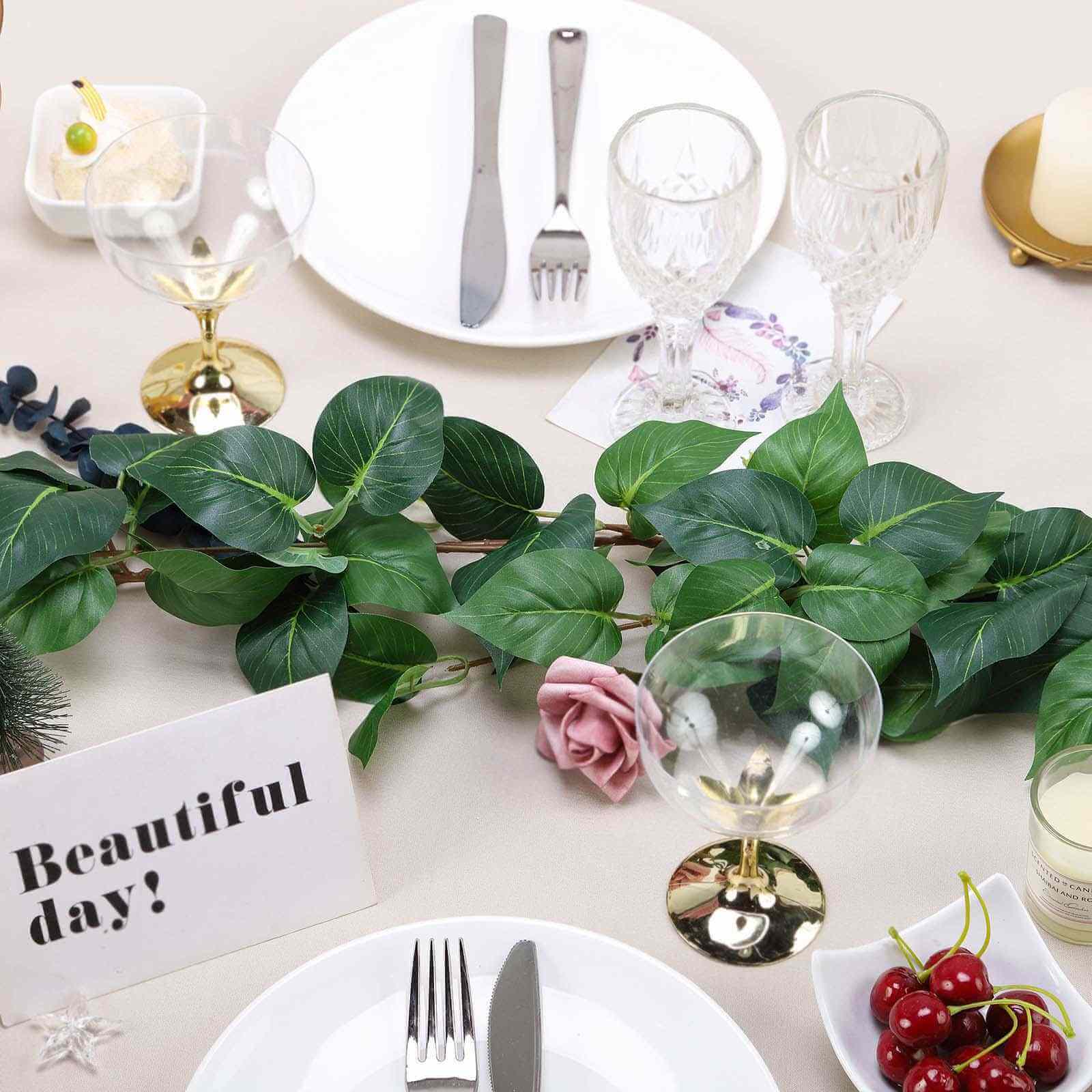 5ft Green Real Touch Artificial Poplar Leaf Garland, Flexible Vine