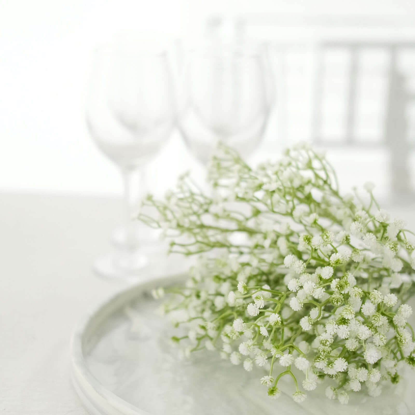 3 Bushes White 14" Artificial Baby's Breath Gypsophila Flower Arrangements, Real Touch Indoor Faux Floral Bouquets