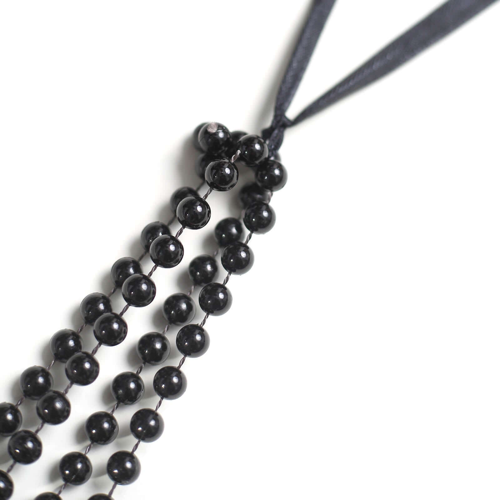 Faux Pearl Beaded 16" Chair Back Garland Sash Black Gatsby-Inspired Style - Pre-Tied Chic Wedding Decor for Chiavari Chairs