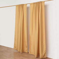 2 Pack Gold Polyester Event Curtain Drapes, 10ftx8ft Backdrop Event Panels With Rod Pockets 130 GSM