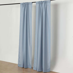2 Pack Dusty Blue Polyester Event Curtain Drapes, 10ftx8ft Backdrop Event Panels With Rod Pockets 130 GSM