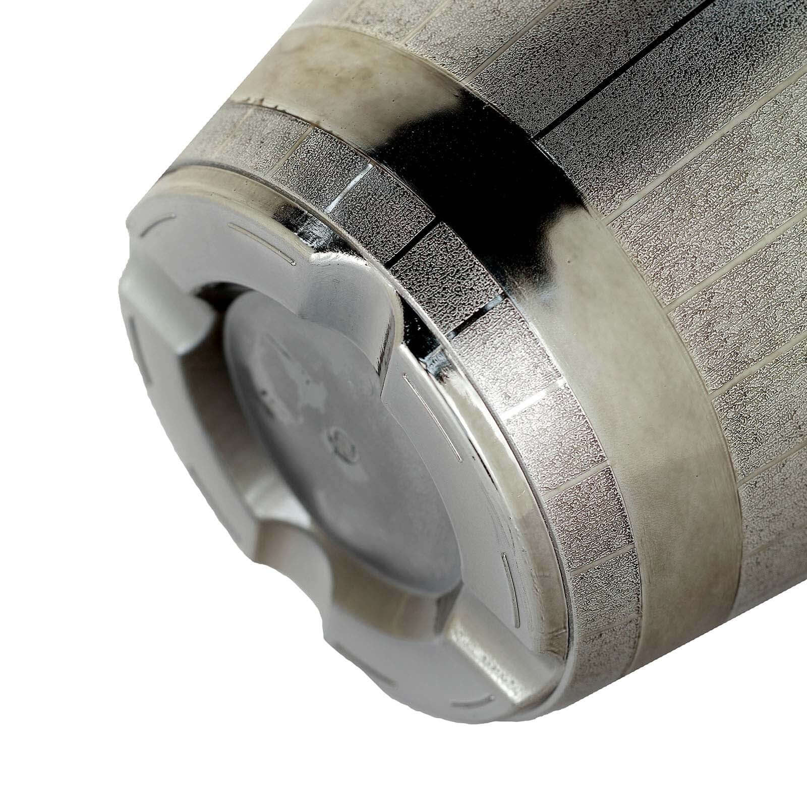 14" Silver Chrome Finished Rim Large Barrel Planter Pot, Indoor Outdoor Decorative Flower Pot