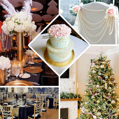 Faux Pearl Beaded 16" Chair Back Garland Sash Amber Gatsby-Inspired Style - Pre-Tied Chic Wedding Decor for Chiavari Chairs