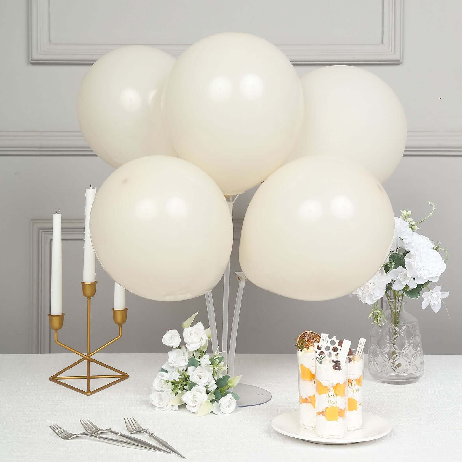 25 Pack 12" Matte Pastel Beige Helium Air Latex Party Balloons