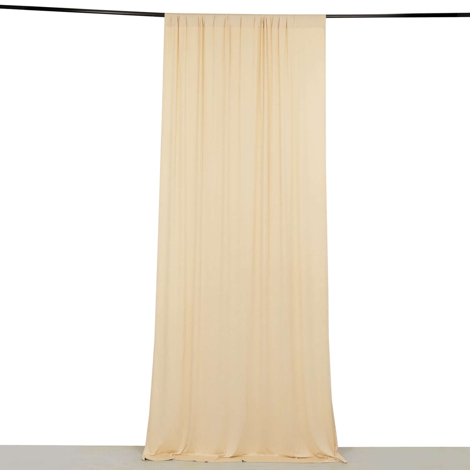 Beige 4-Way Stretch Spandex Event Curtain Drapes, Wrinkle Free Backdrop Event Panel with Rod Pockets - 5ftx10ft