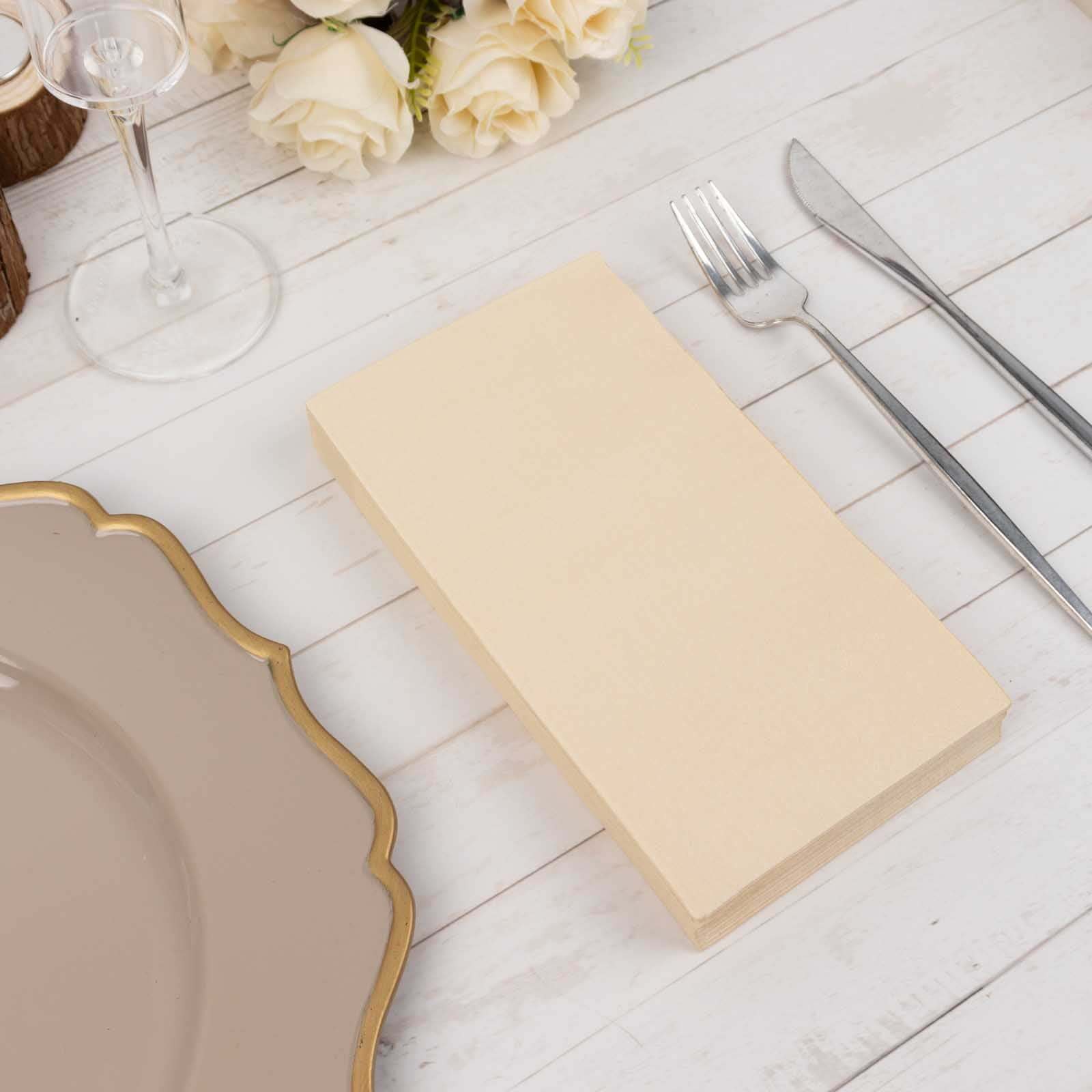 50-Pack Paper Napkins Beige - Soft Disposable 2-Ply Dinner Napkins for Weddings