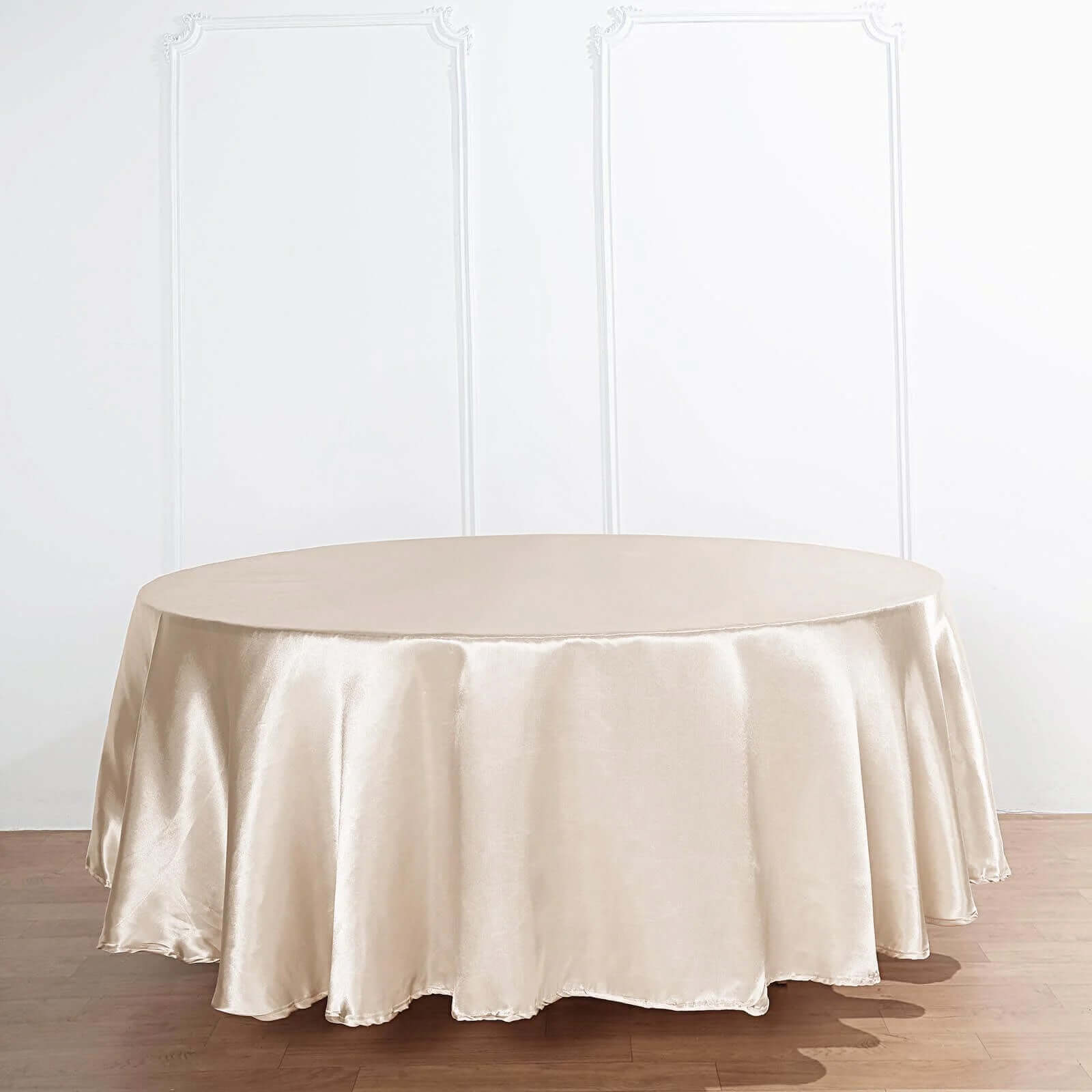 Satin 90" Round Tablecloth Beige - Smooth and Lustrous Table Cover