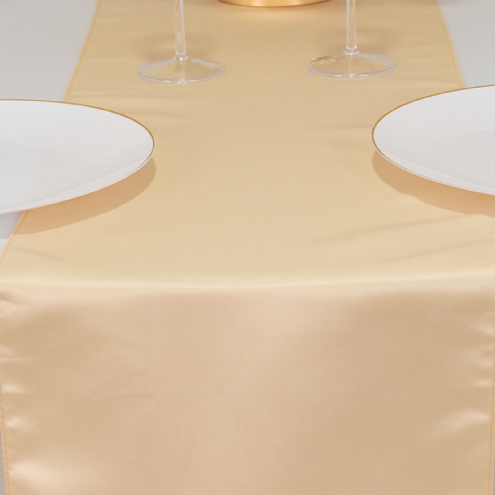 Lamour Satin 12"x108" Table Runner Beige - Smooth & Lustrous Finish