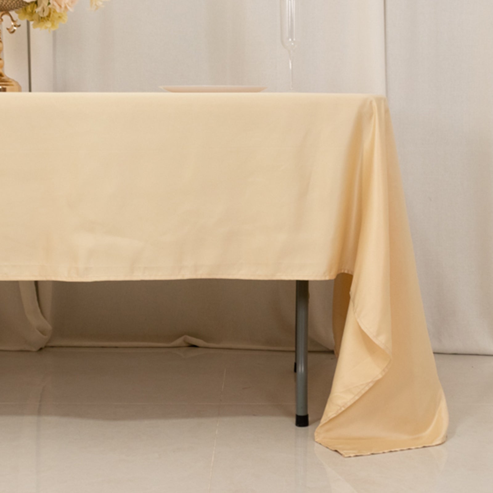 Lamour Satin 60"x126" Rectangle Tablecloth Beige - Soft & Silk-Like Table Cover