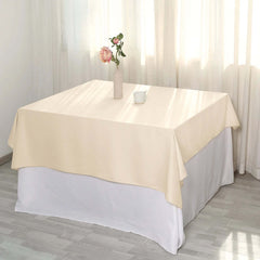 Polyester Square 54"x54" Tablecloth Beige - Wrinkle-Resistant & Durable Table Cover