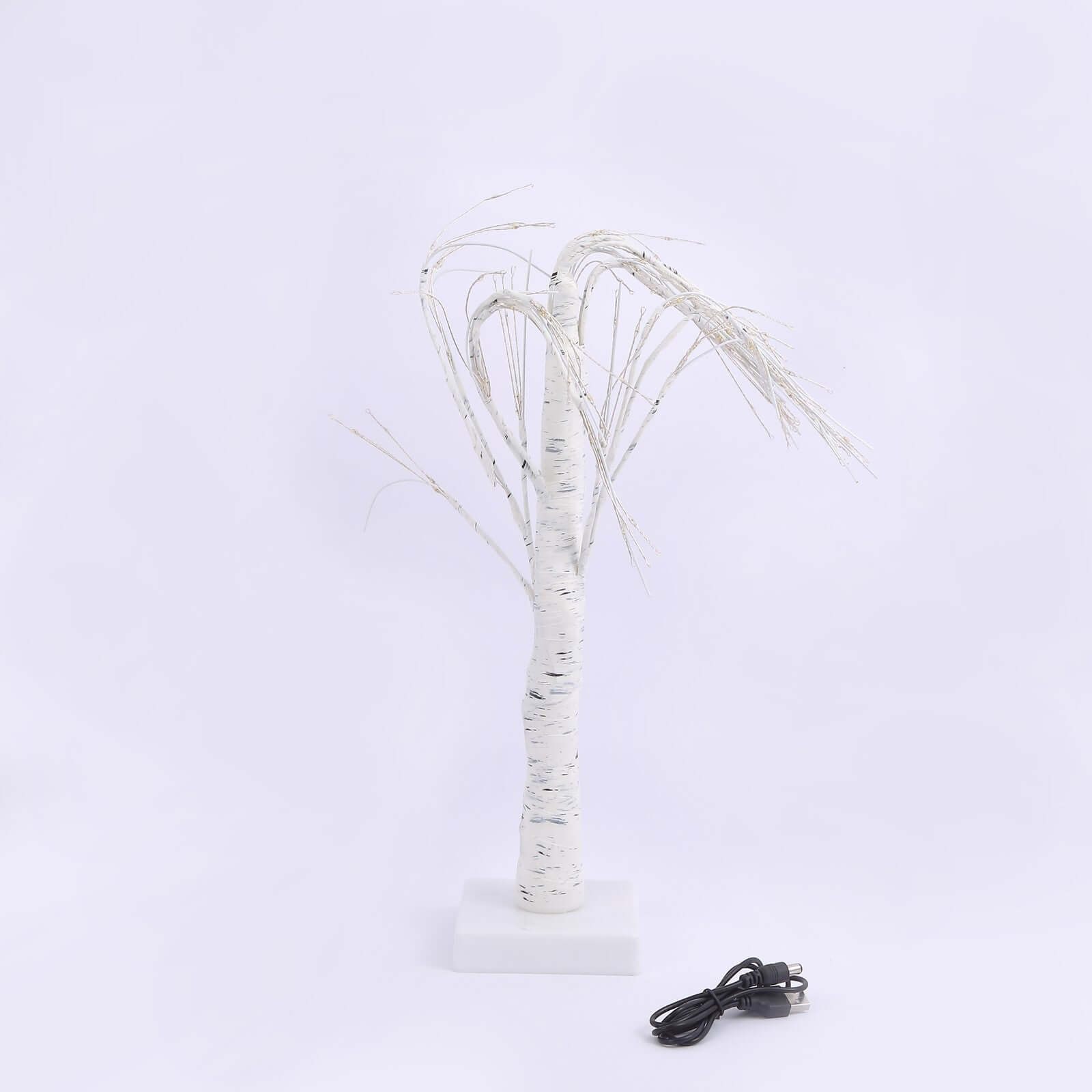 Lighted Birch Tree Lamp White Design Warm White - Battery Operated Rechargeable LED Table Accent 2ft
