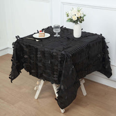 Taffeta 54"x54" Square Tablecloth Black 3D Leaf Petal Table Cover