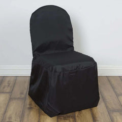 10 Pack Polyester Chair Cover for Banquet Chairs Black - Stain-Resistant Reusable Slip-On Slipcover