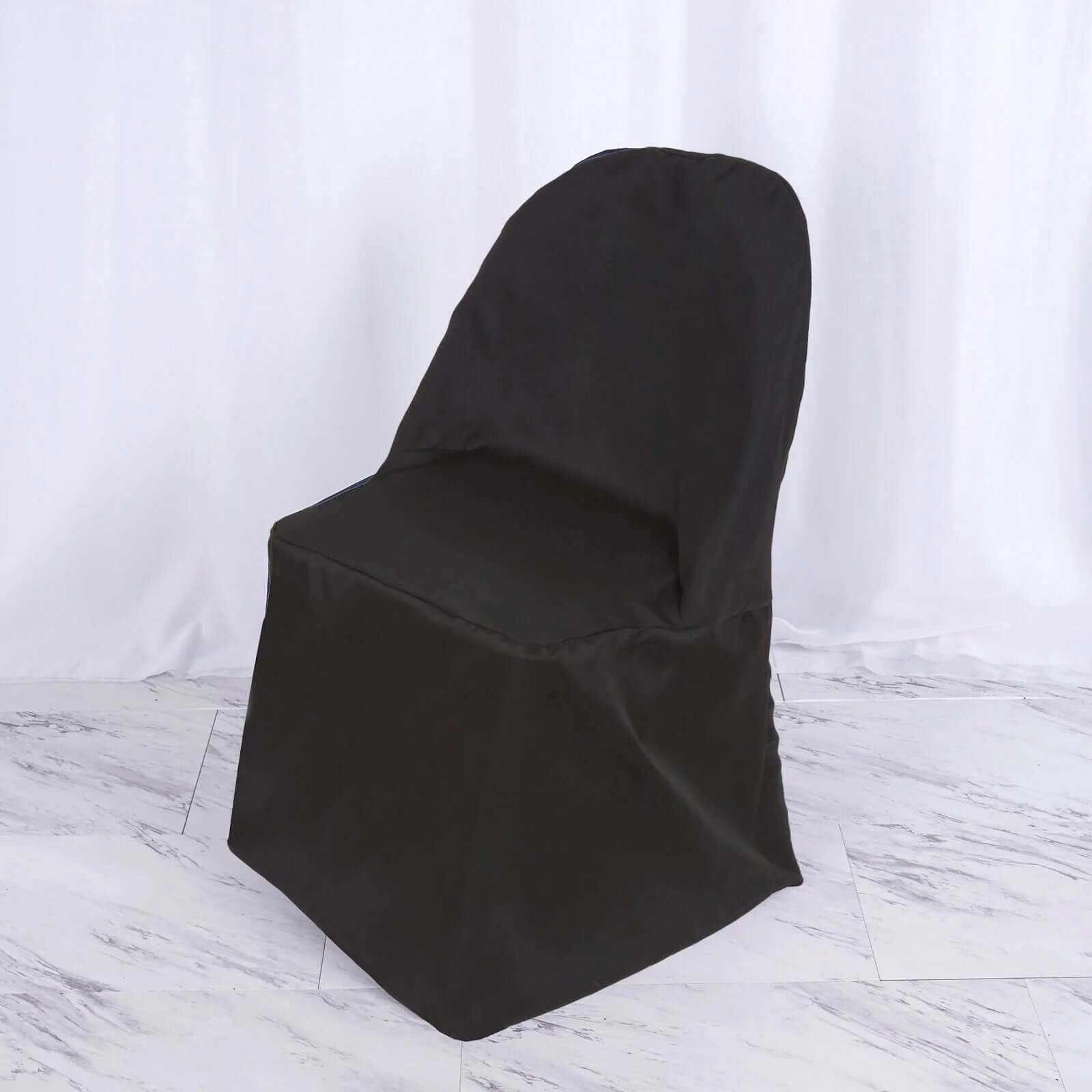 10 Pack Polyester Chair Covers for Folding Chairs Black - Wrinkle-Free Stain-Resistant Slip-On Slipcovers