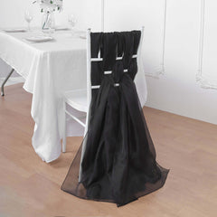 5 Pack Chiffon Chair Sashes Black - Soft & Lightweight Designer Chair Bows for Stylish DIY Chair Accents 22"x78"