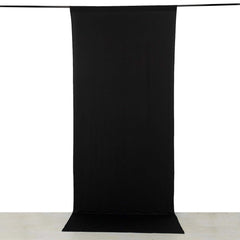 Black 4-Way Stretch Spandex Event Curtain Drapes, Wrinkle Free Backdrop Event Panel with Rod Pockets - 5ftx12ft