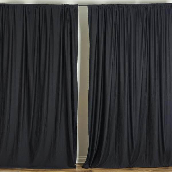 2 Pack Black Scuba Polyester Event Curtain Drapes, Durable Flame Resistant Backdrop Event Panels Wrinkle Free with Rod Pockets - 10ftx10ft