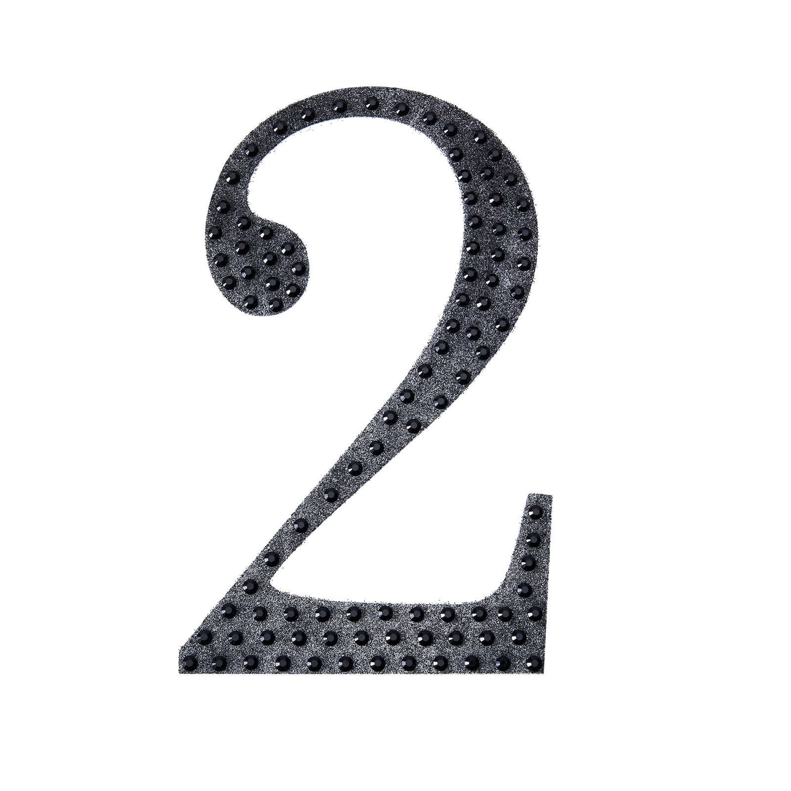 Decorative Rhinestone Number "2" Stickers, Glitter Adhesive Craft Numbers Black DIY Sparkle Embellishments 8"