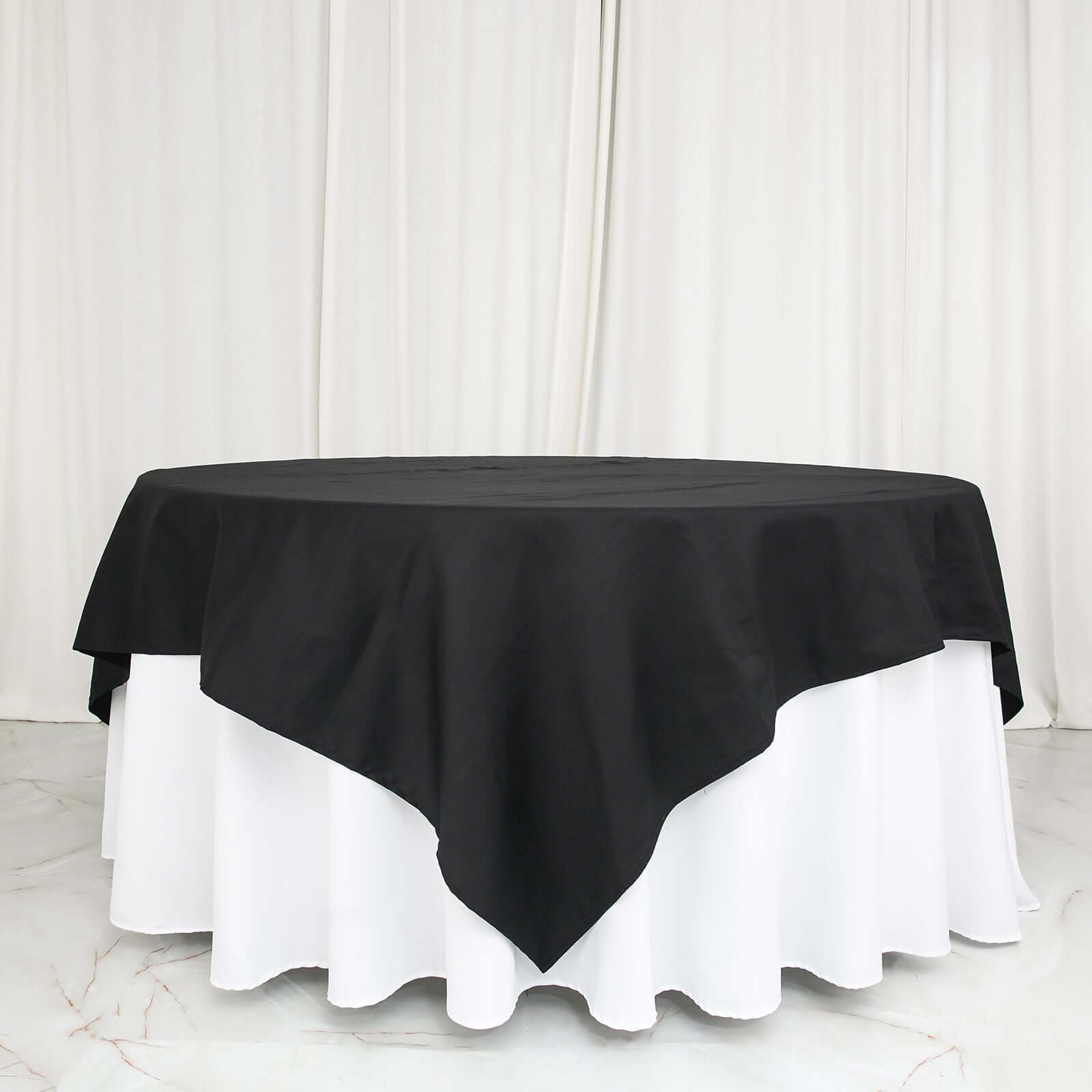 100% Cotton 90"x90" Table Overlay Square Tablecloth Black Linen - Soft & Breathable Fabric Table Topper