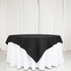 100% Cotton 70"x70" Table Overlay Square Tablecloth Black Linen - Soft & Breathable Fabric Table Topper