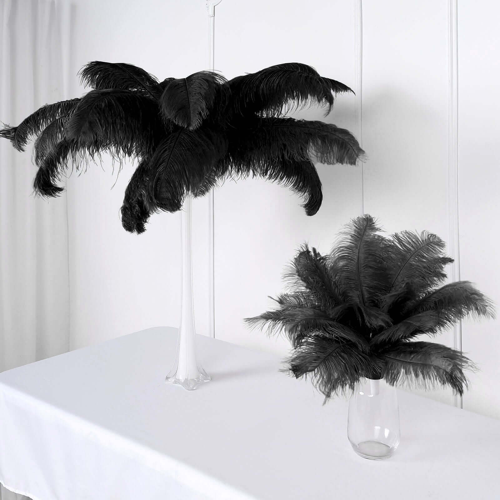 12 Pack Black Natural Plume Ostrich Feathers Centerpiece Filler - 24"-26"