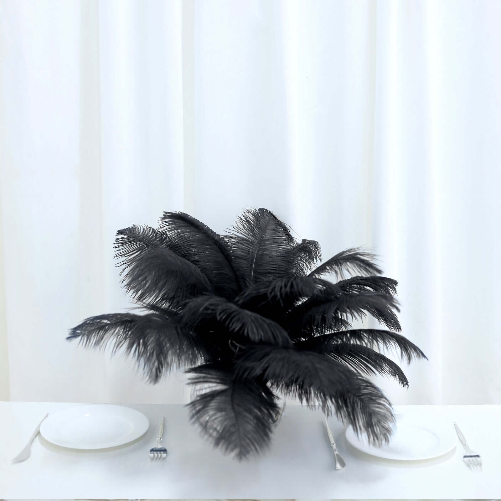 12 Pack 13"-15" Black Natural Plume Real Ostrich Feathers, DIY Centerpiece Fillers