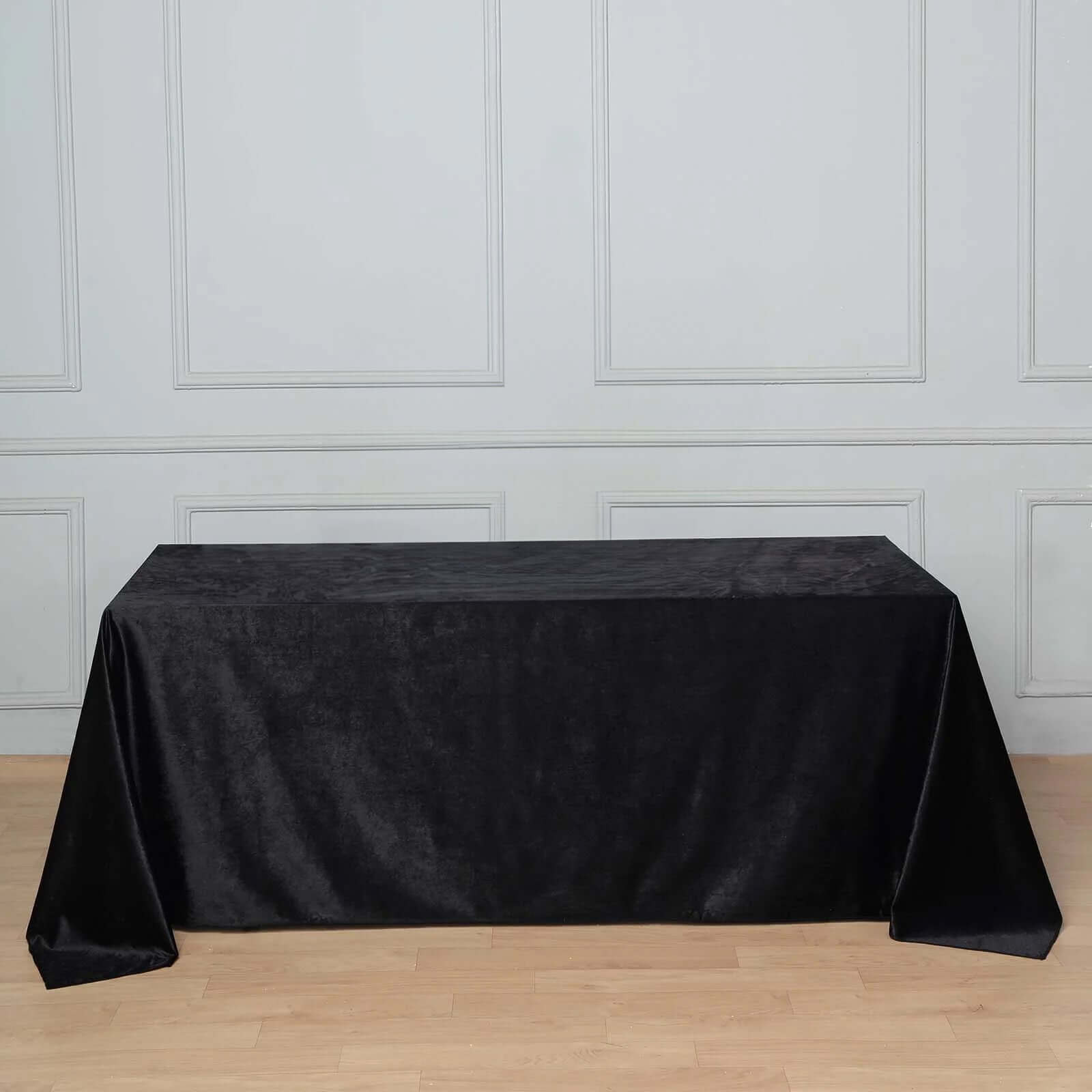 Premium Velvet 90"x132" Rectangle Tablecloth Black - Reusable Soft & Polished Seamless Table Cover for Luxury Weddings & Events