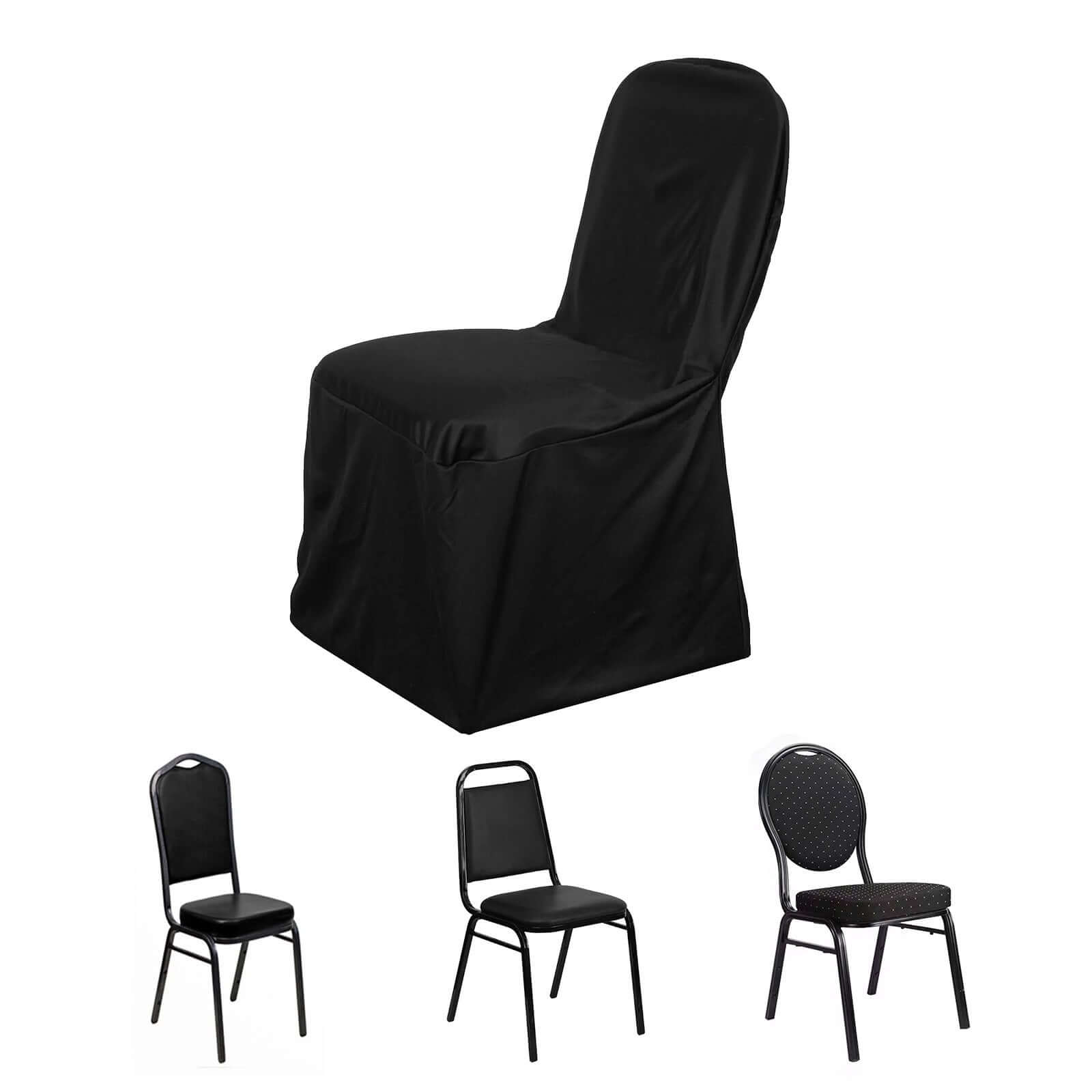 Scuba Stretch Chair Cover Black for Banquet Chairs Slim Fit Design - Wrinkle Free and Durable Slipcover