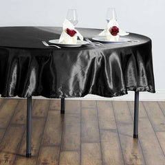 Satin 90" Round Tablecloth Black - Smooth and Lustrous Table Cover