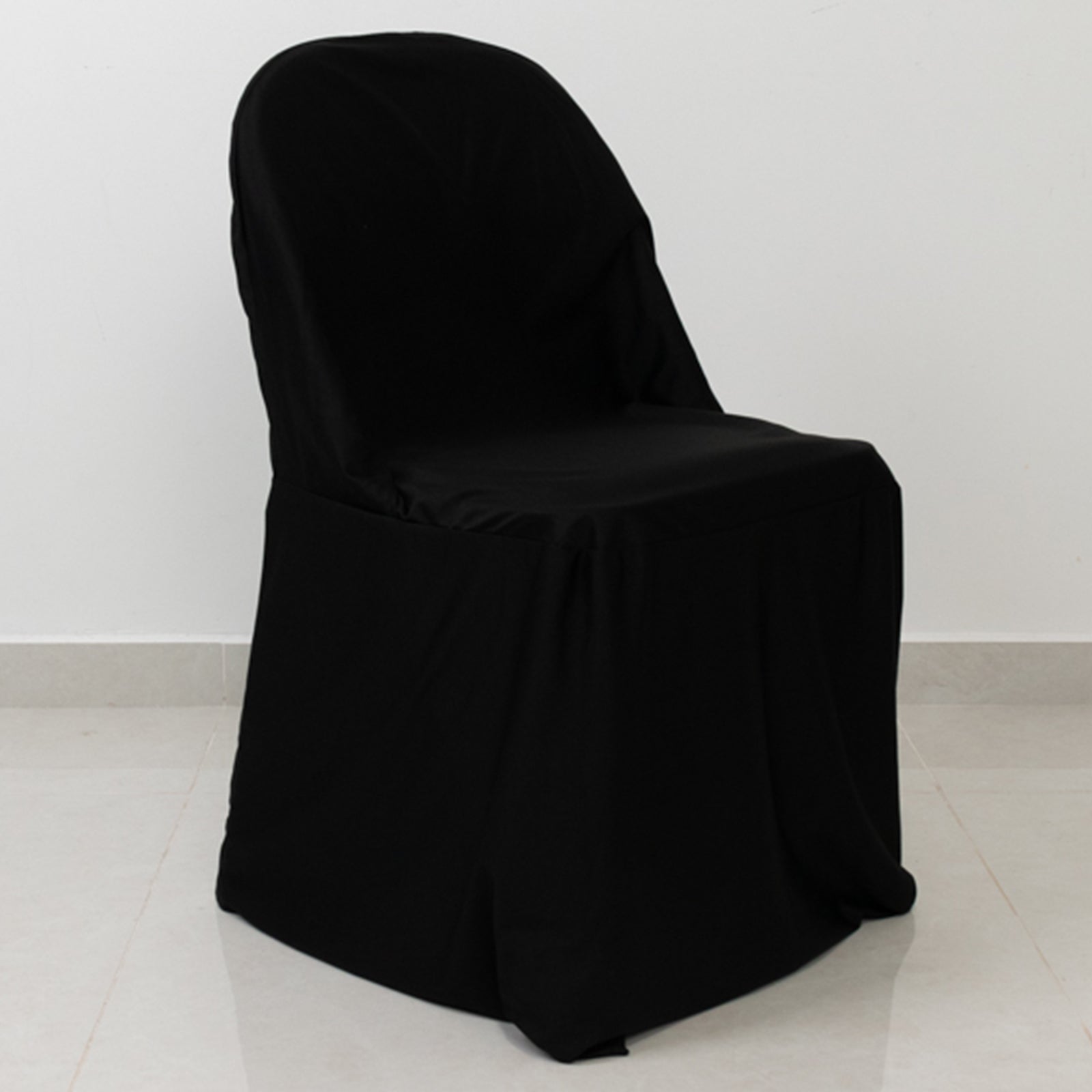 Scuba Stretch Folding Chair Cover Black - Wrinkle Free & Durable Slipcover