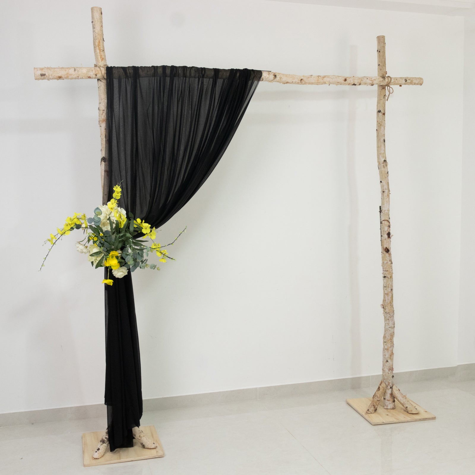 Black Sheer Backdrop Drape – 5ft x 14ft Wedding Arch & Ceiling Decor Panel, Wrinkle Free with Soft Shimmer