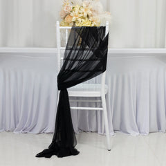 20-Pack Sheer Chair Drape Decor in Black – 9ft Shimmer Sash, Wrinkle-Free