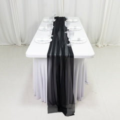 20-Pack 9ft Sheer Table Runners – Black Shimmer Sheer Drapes, Wrinkle-Free
