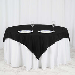 Polyester 70"x70" Table Overlay Square Tablecloth Black - Wrinkle-Resistant & Durable Table Cover for Events