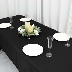 Polyester 60"x126" Rectangle Tablecloth Black - Wrinkle-Resistant Table Cover for Weddings & Parties