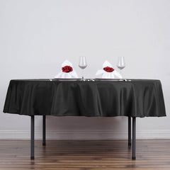 Polyester 90" Round Tablecloth Black - Stain and Wrinkle-Resistant Table Cover for Party & Gatherings
