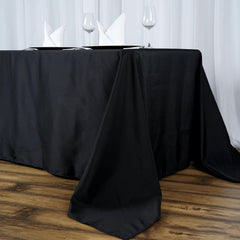 Premium Polyester 90"x156" Rectangle Tablecloth Black - Seamless 220GSM Stain-Resistant Design for Classy Events