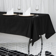 Premium Polyester 60"x102" Rectangle Tablecloth Black - Durable 220GSM Wrinkle-Resistant Table Cover for Weddings & Events