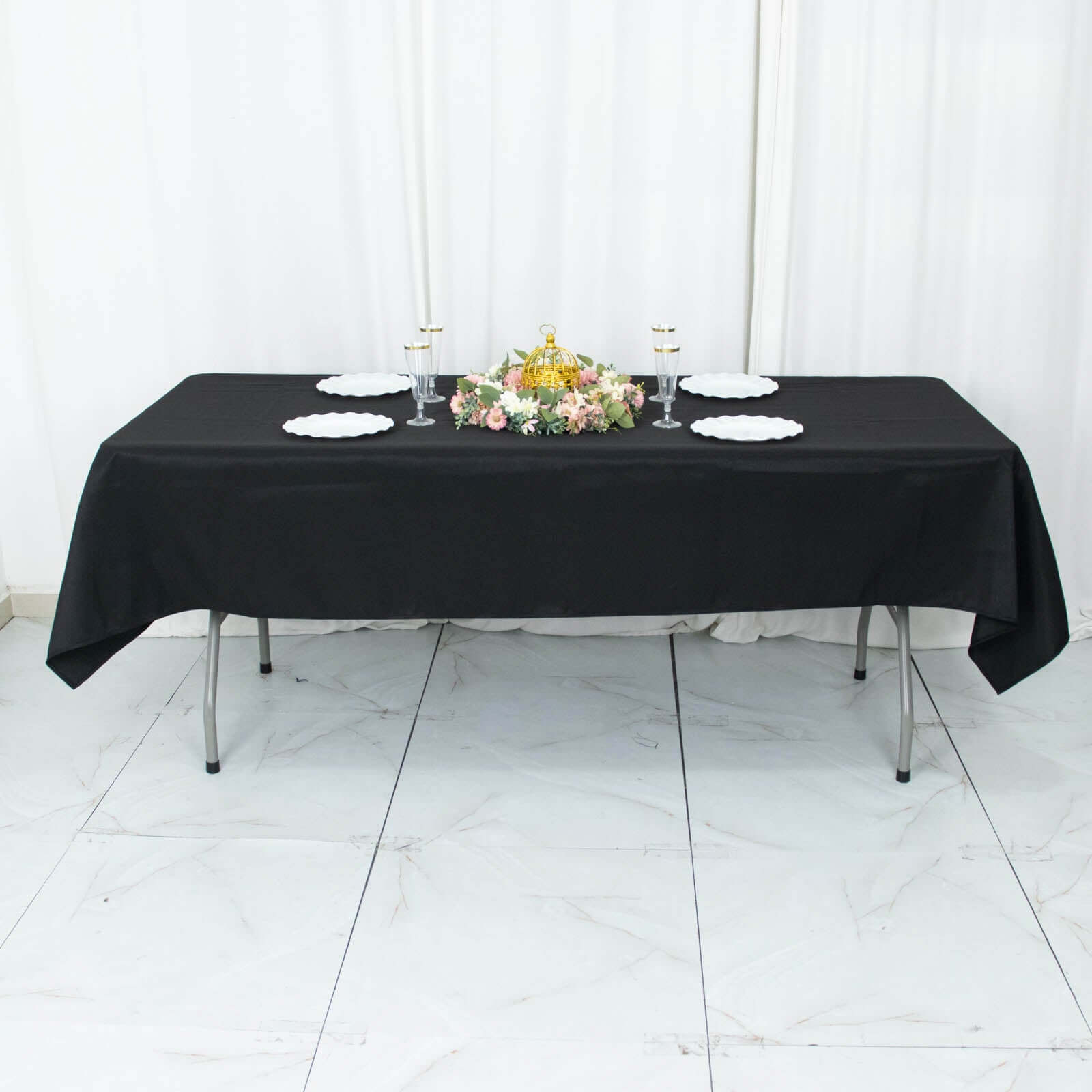 Premium Polyester 54"x96" Rectangle Tablecloth Black - Durable 220GSM Stain-Resistant Fabric Table Cover