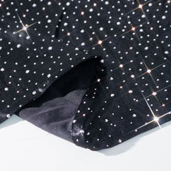 Scuba Rectangular Tablecloth 90"×132" Black with Rhinestone Accents – Seamless, Wrinkle-Free, Stain-Resistant Event Linen