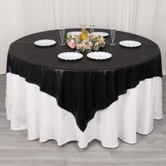 Polyester 72"x72" Table Overlay Square Tablecloth Black - Sequin Dots Wrinkle-Free Table Cover