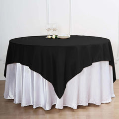 Premium Polyester 70"x70" Table Overlay Square Tablecloth Black 220GSM Wrinkle-Resistant Table Cover
