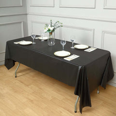 5-Pack Plastic Table Covers Black Rectangle - Reliable PVC Disposable Covers for Gatherings 54"x108"