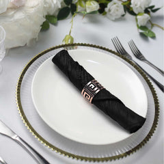 5 Pack Taffeta 20"x20" Napkins Black - Accordion Crinkle Dinner Napkins