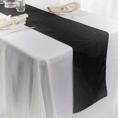 Taffeta 12"x108" Table Runner Black - Accordion Crinkle Design