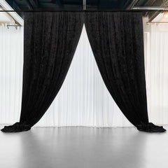 Black Crushed Velvet Backdrop Curtain – 5ft x 12ft Event Drape with Rod Pocket, Privacy Panel for Photo Booths & Events