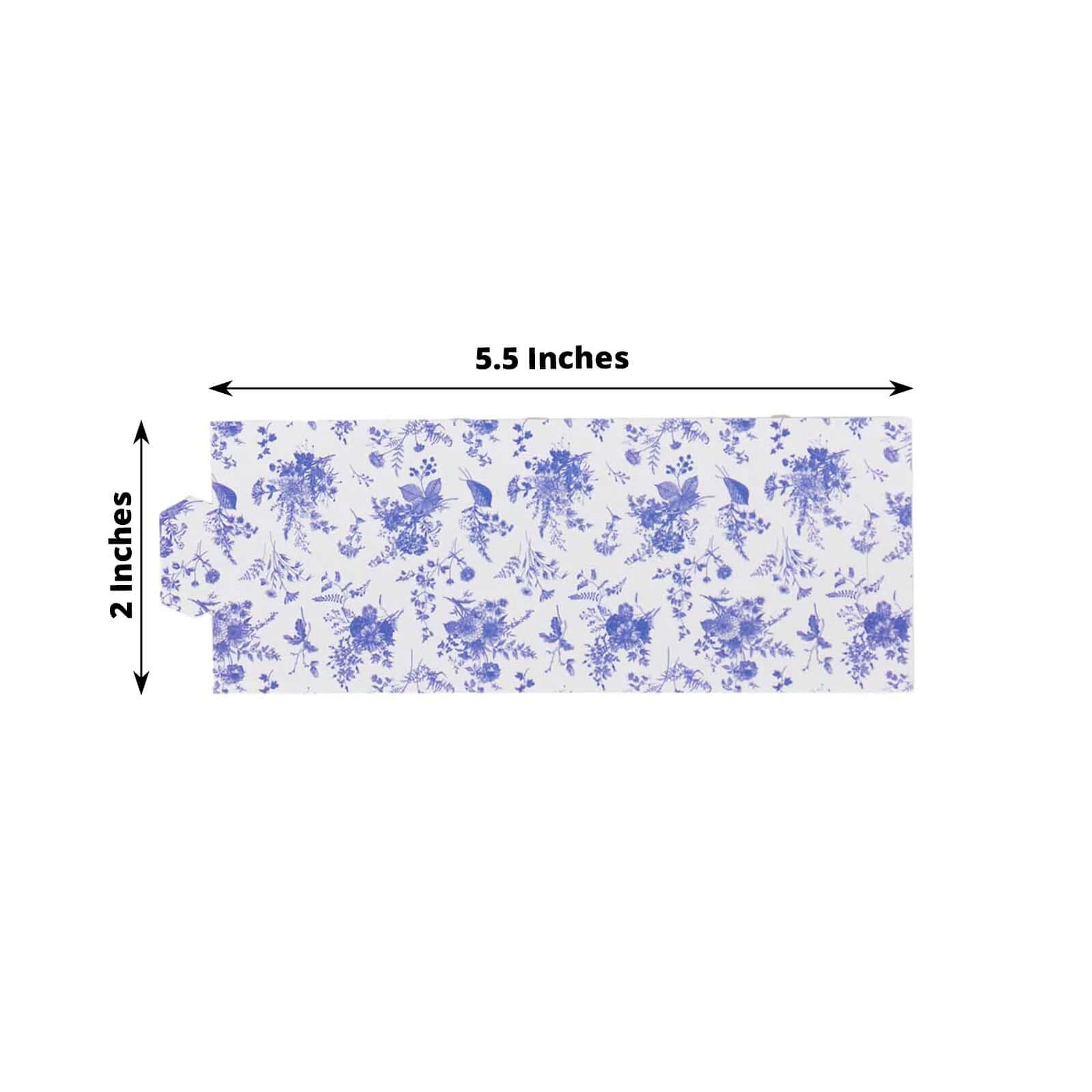 50 Pack White Blue Paper Napkin Holder Bands in French Toile Floral Pattern, Disposable Napkin Rings - 1.5"