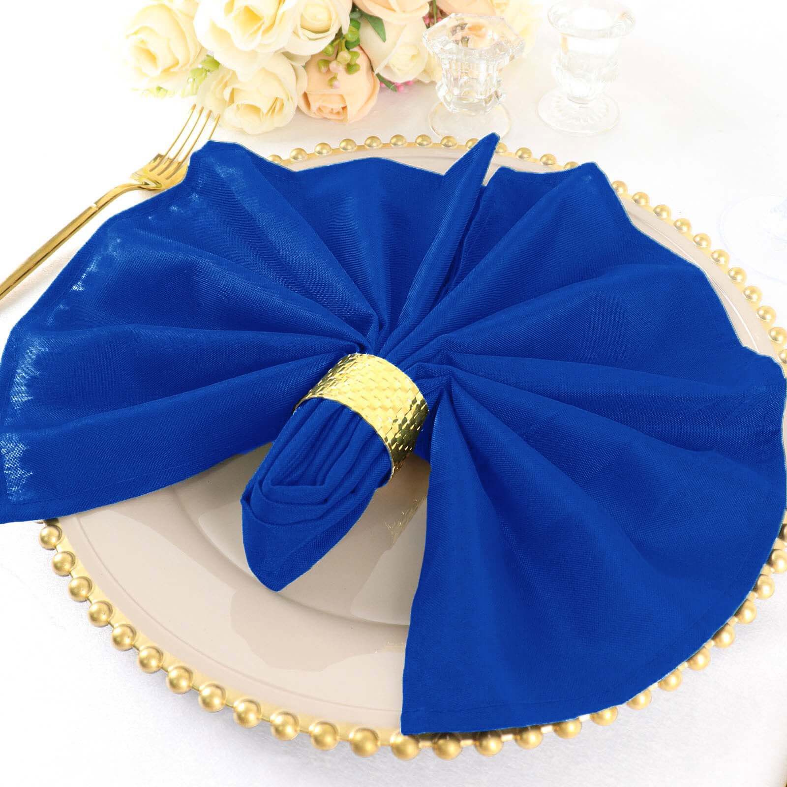 5 Pack Polyester 20"x20" Napkins Royal Blue - Wrinkle Resistant & Easy Care Cloth Napkins
