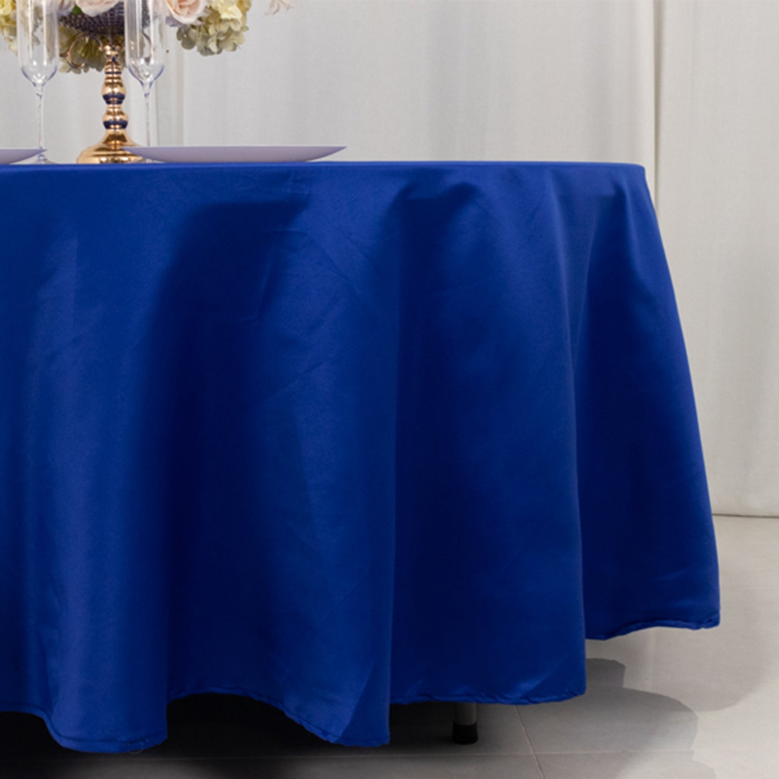 Lamour Satin 108" Round Tablecloth Royal Blue - Durable & Silk-Like Table Cover