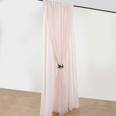 Blush Chiffon Polyester Event Curtain Drapes, Dual Layer Divider Backdrop Curtain Panels with Rod Pockets - 10ftx10ft